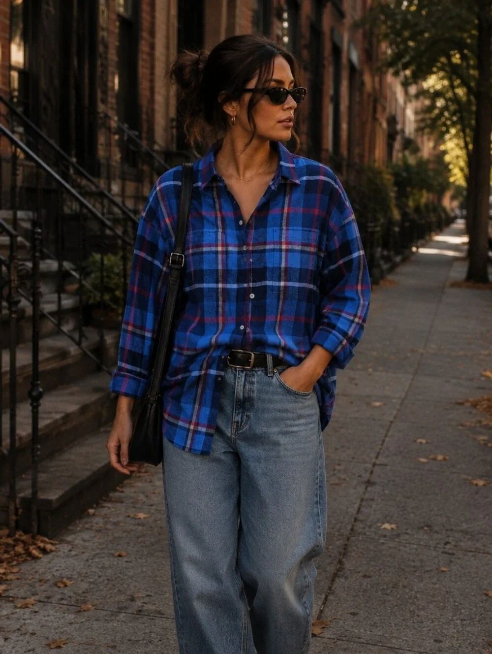 Old Navy Classic Blue Plaid Button-Up Shirt. 100% Cotton
